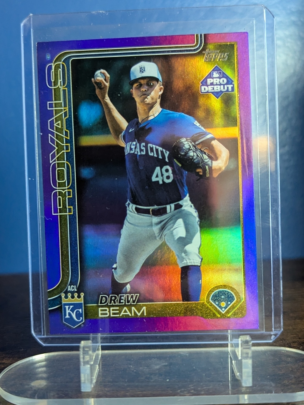 2025 Topps Chrome Pro Debut Drew Beam Purple /299 KC Royals